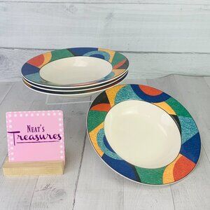 Victoria & Beale Casual ACCENTS MutiColor Geometric Porcelain Soup Bowls  Set 4